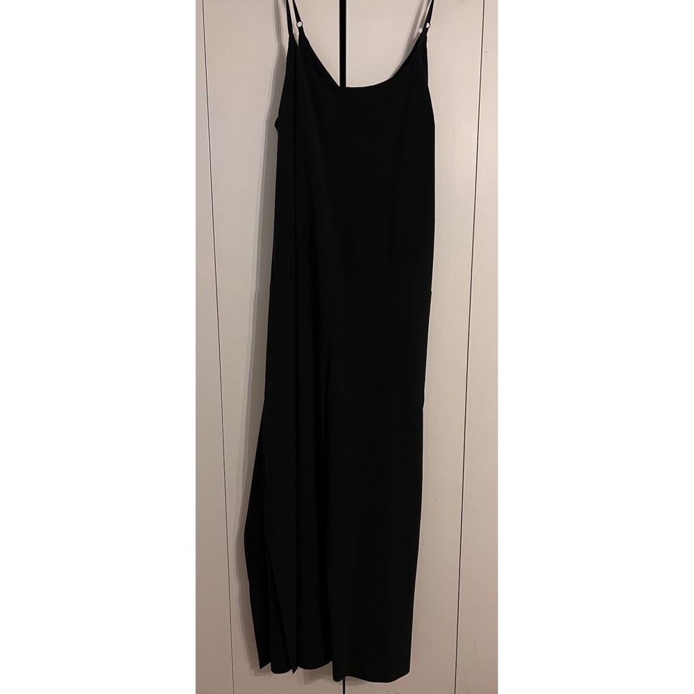 Athleta Calm Cool Wide Leg Jumpsuit Silky Black V Neck Resort Lounge Romper XL - Picture 3 of 15